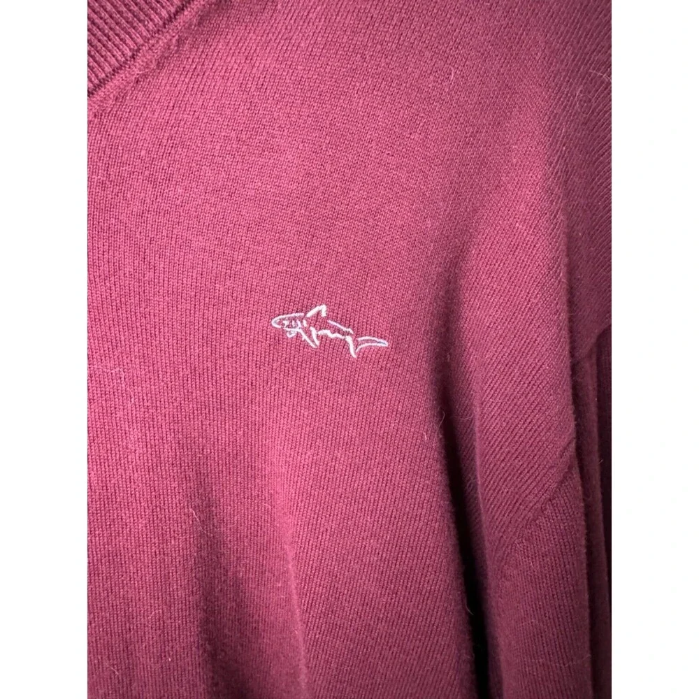 Greg Norman Men's Cotton V-Neck Sweater Burgundy Size XL